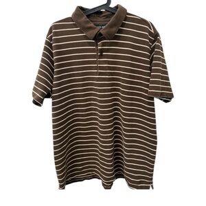 Filson Polo Shirt Dark Brown/Natural Striped Size XL